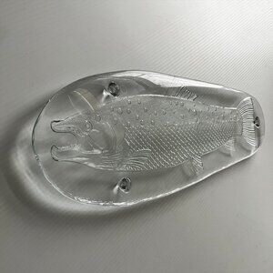 Clear Glass Fish Platter 22.5" long Large Thick Heavy